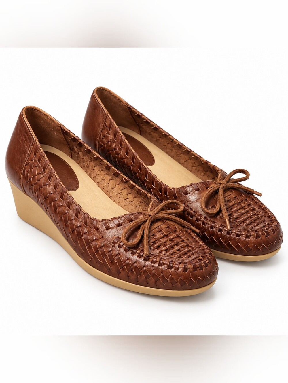 Vintage Cherokee Brown Woven Leather Huarache Loafers Size 6M